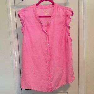 Lilly Pulitzer Vibrant Pink Button-Down Blouse